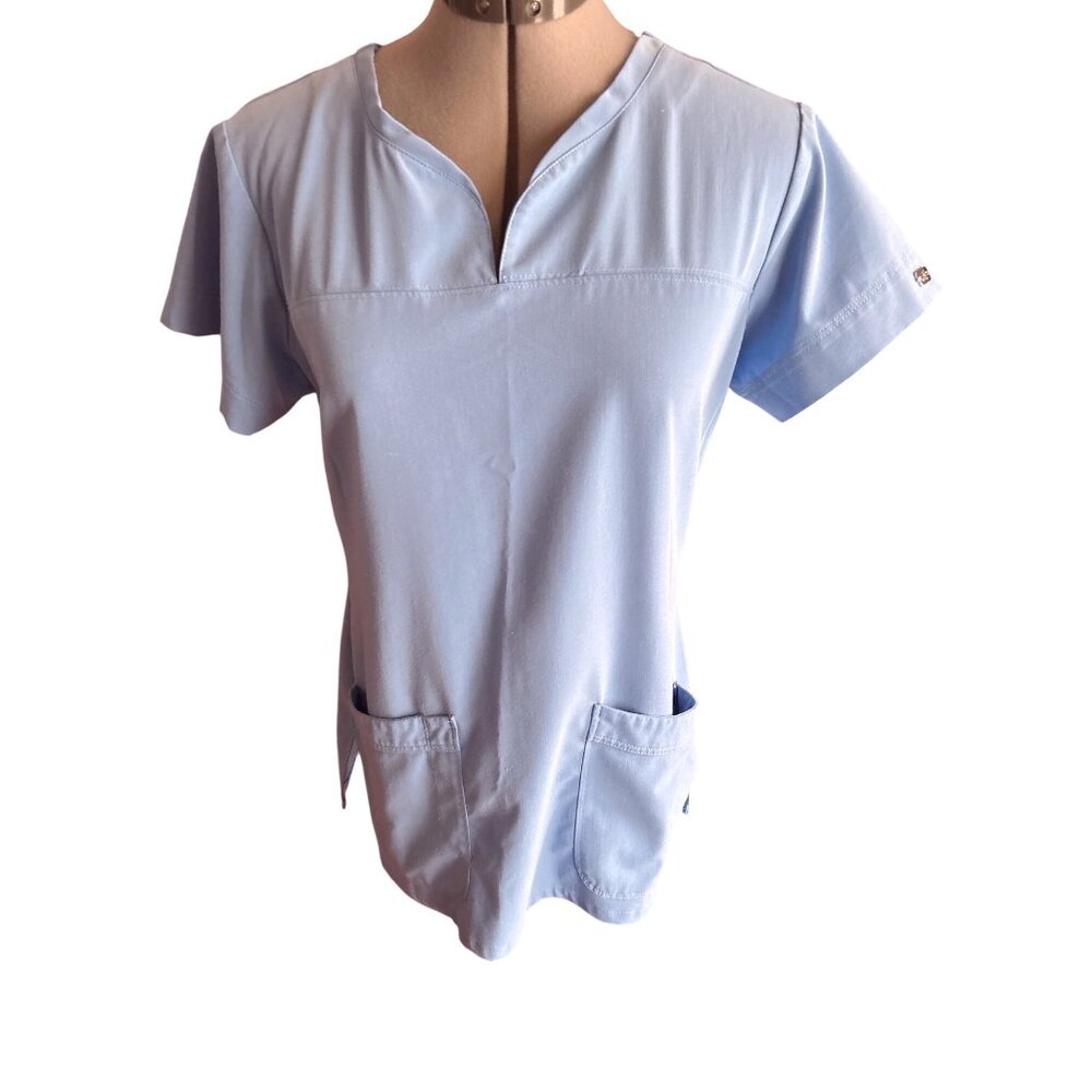 Greys Anatomy By Barco Womens Blue Nurse Scrub Top With Pockets Size M